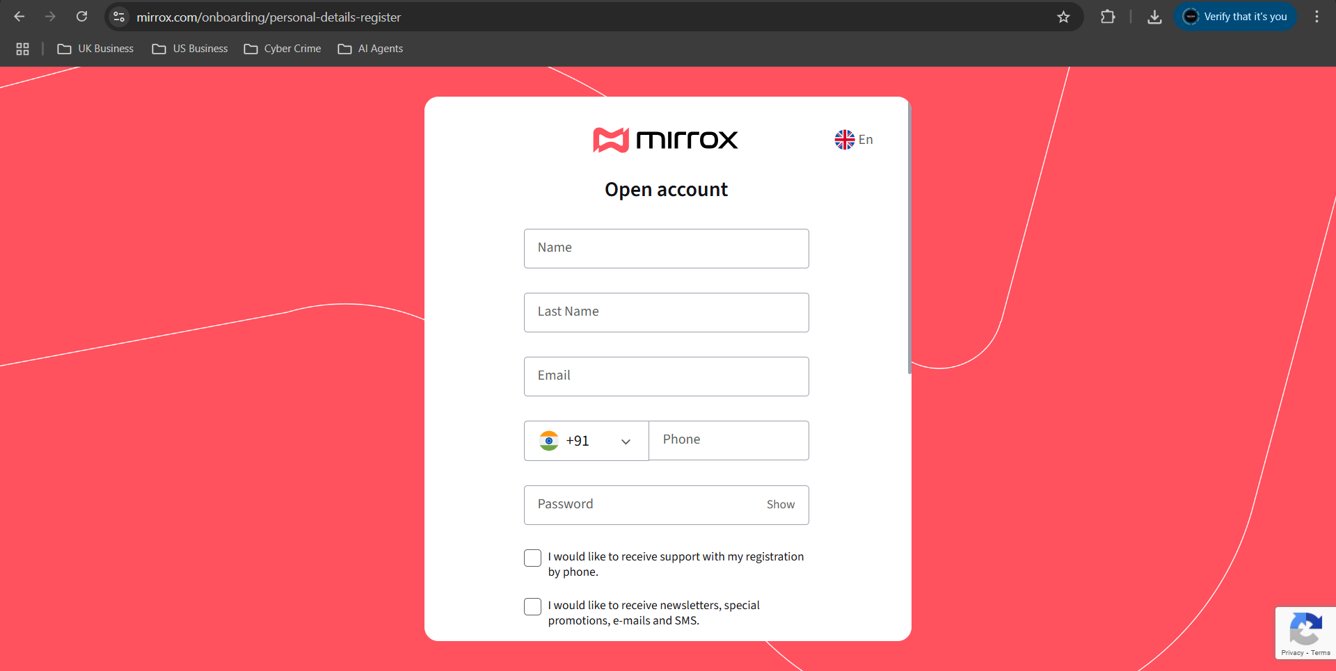 Registration Form Placeholder